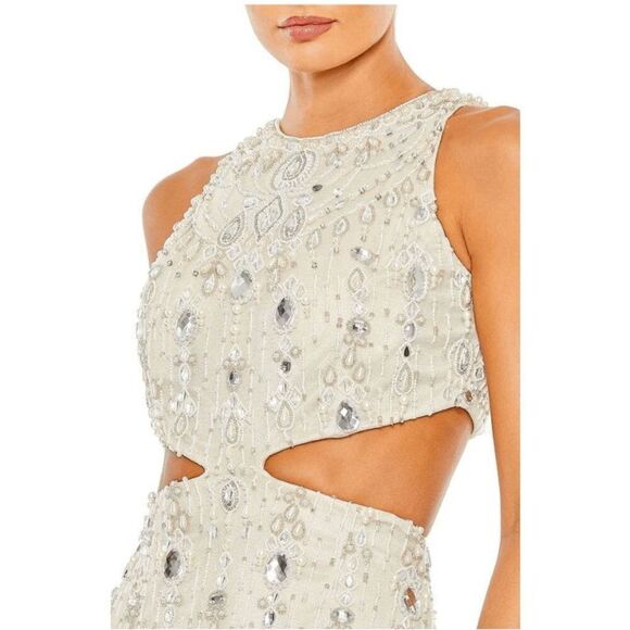 Mac Duggal NWT size 2 nude/ silver evening gown style 5740 *Read Notes* - Picture 4 of 10